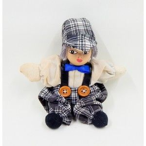 Mini Doll Boy Porcelain Bisque Head Cloth Sand Filled Body Handmade 5 Inch